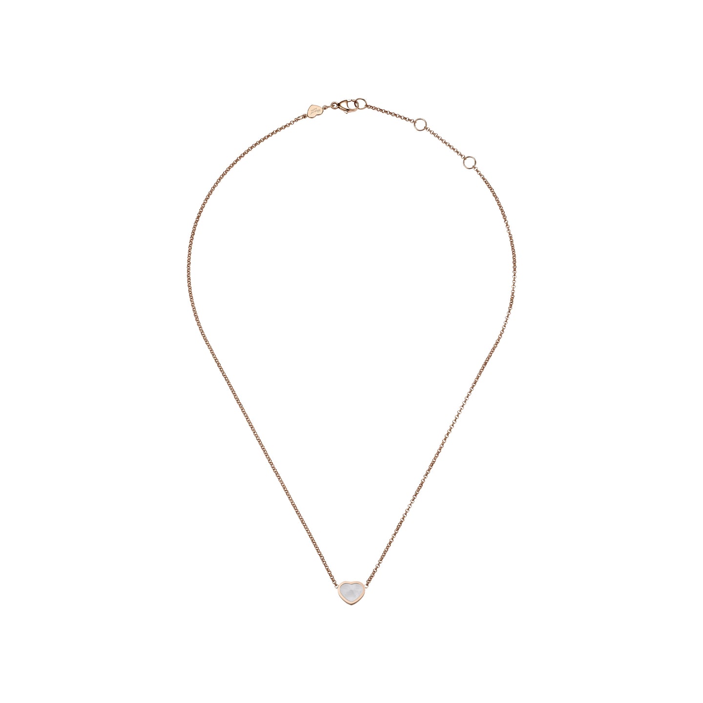 JoJaxs White Heart Frame Rose Gold Necklace