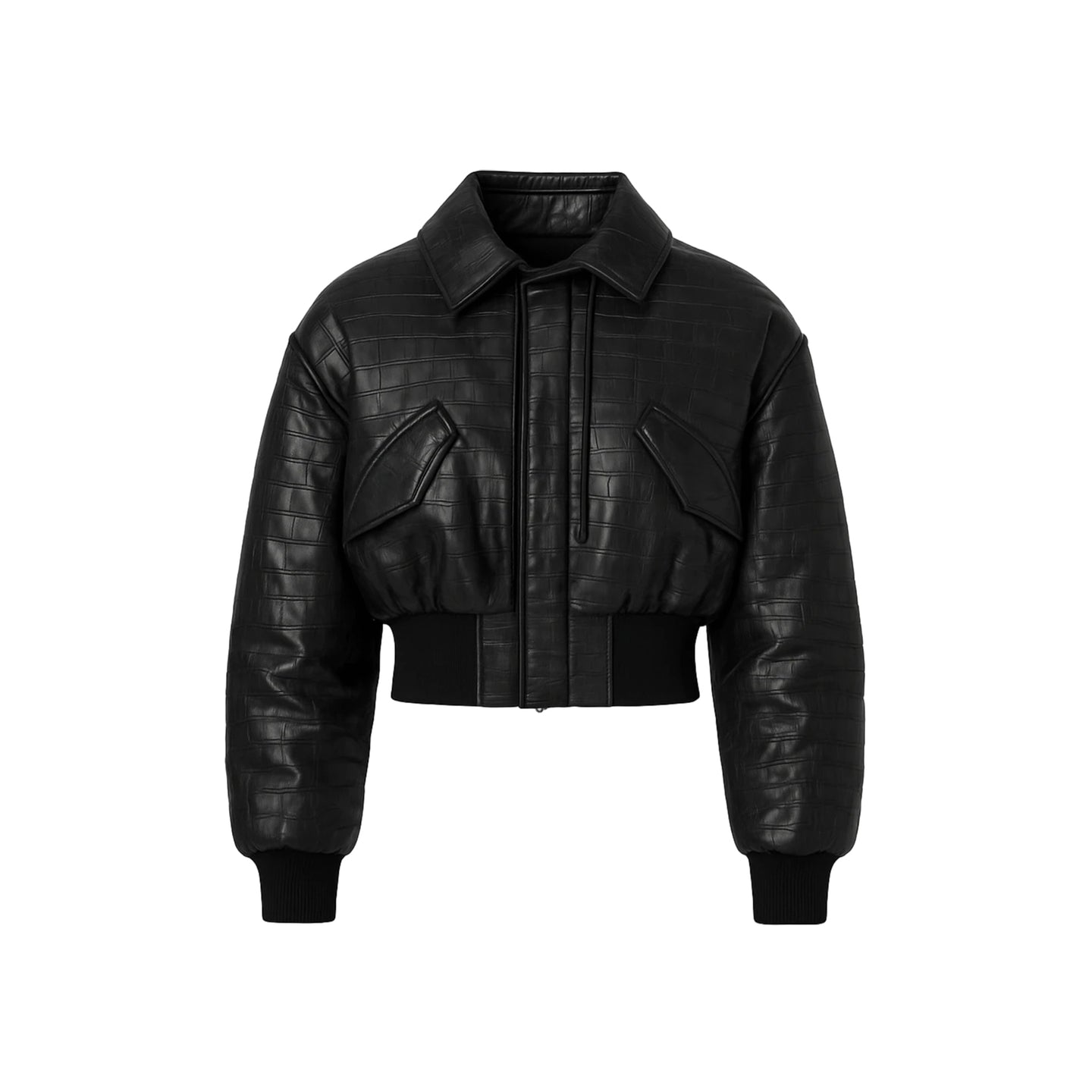 JoJaxs Crocodile Cropped Bomber Jacket