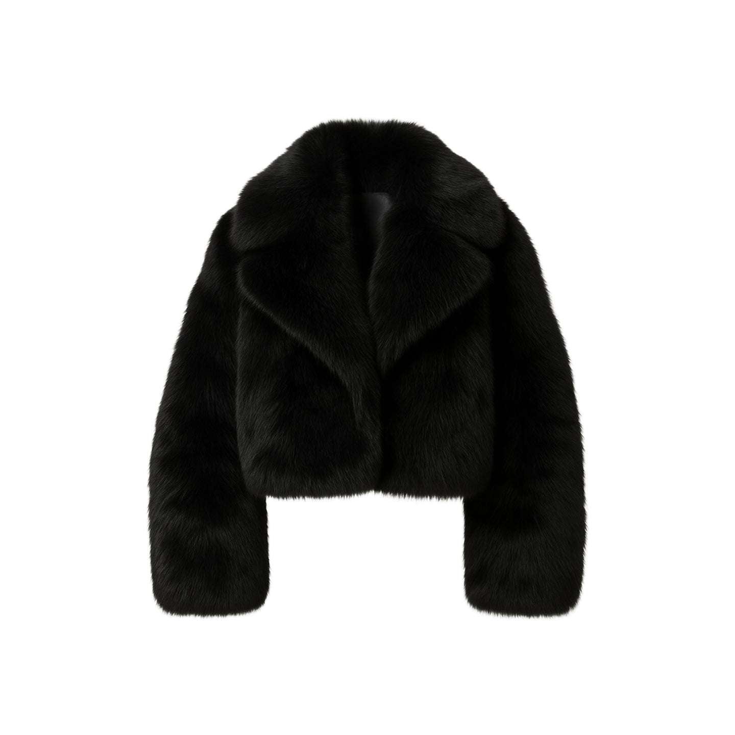 JoJaxs Sustainable Fur Lapel Cropped Jacket
