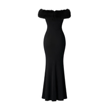 JoJaxs Off-Shoulder Fur Knit Long Dress