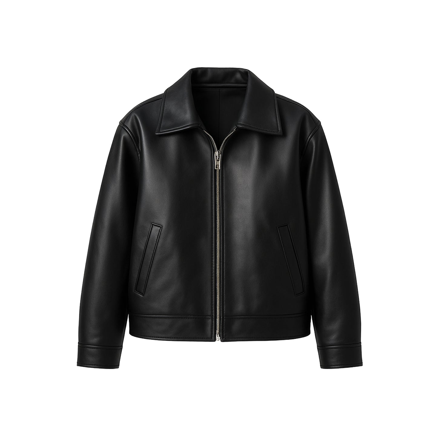 JoJaxs Leather Collar Bomber Jacket