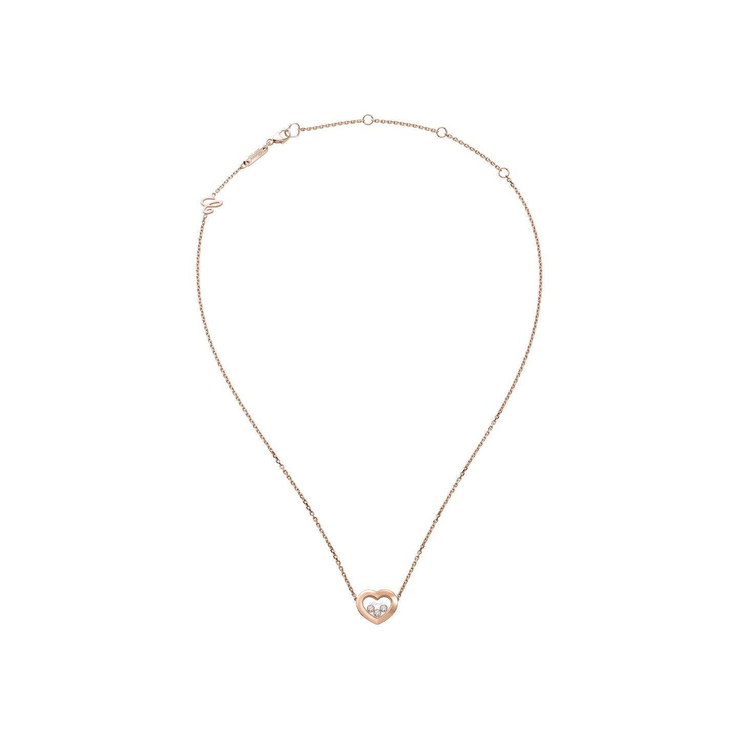 JoJaxs Heart Stones Frame Rose Gold Necklace