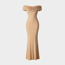 JoJaxs Off-Shoulder Fur Knit Long Dress