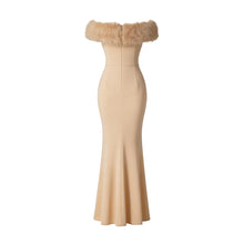 JoJaxs Off-Shoulder Fur Knit Long Dress