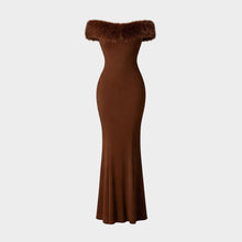 JoJaxs Off-Shoulder Fur Knit Long Dress