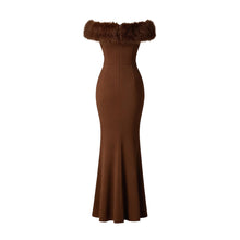 JoJaxs Off-Shoulder Fur Knit Long Dress