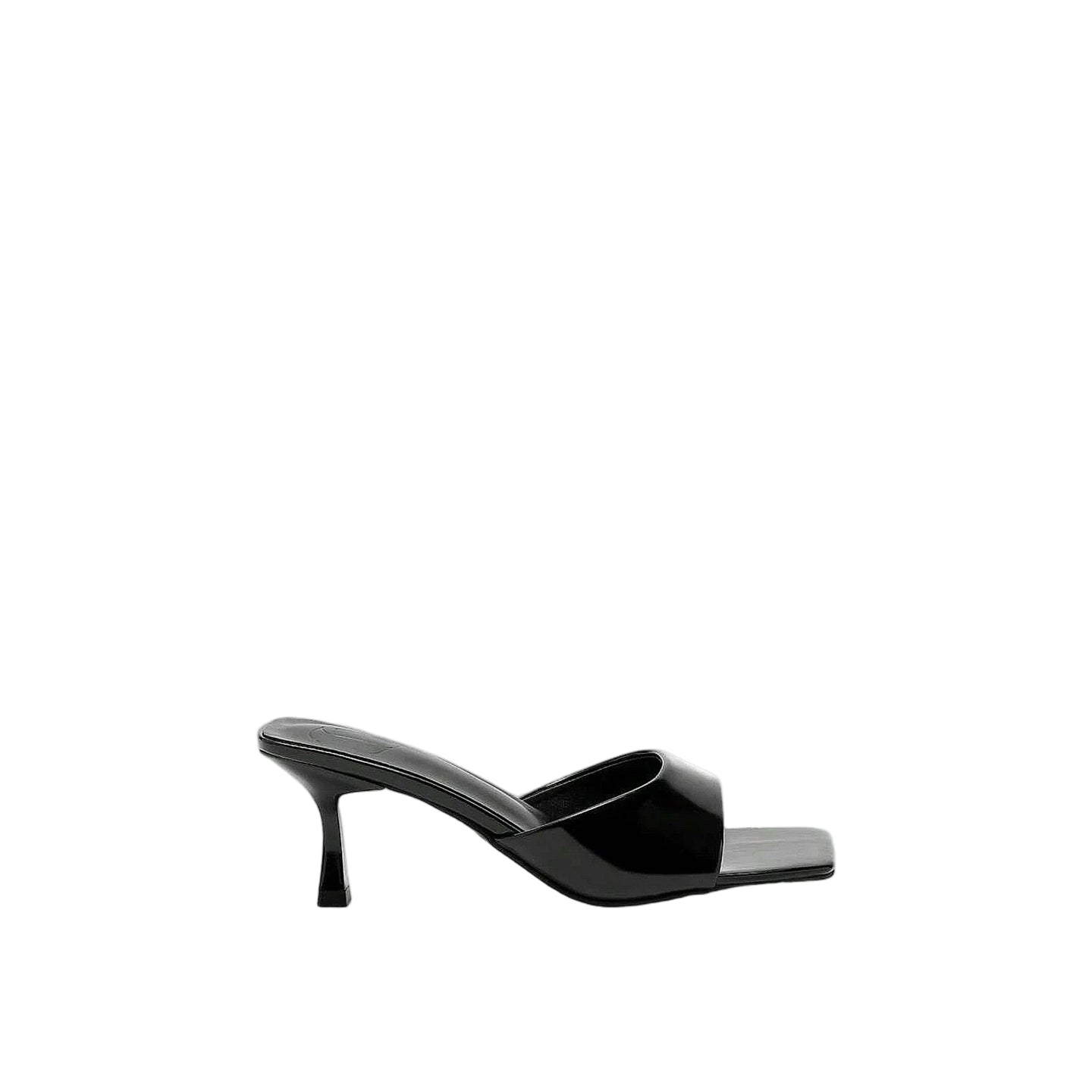 JoJaxs Black Square Patent Leather Healed Sandal