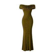 JoJaxs Off-Shoulder Fur Knit Long Dress