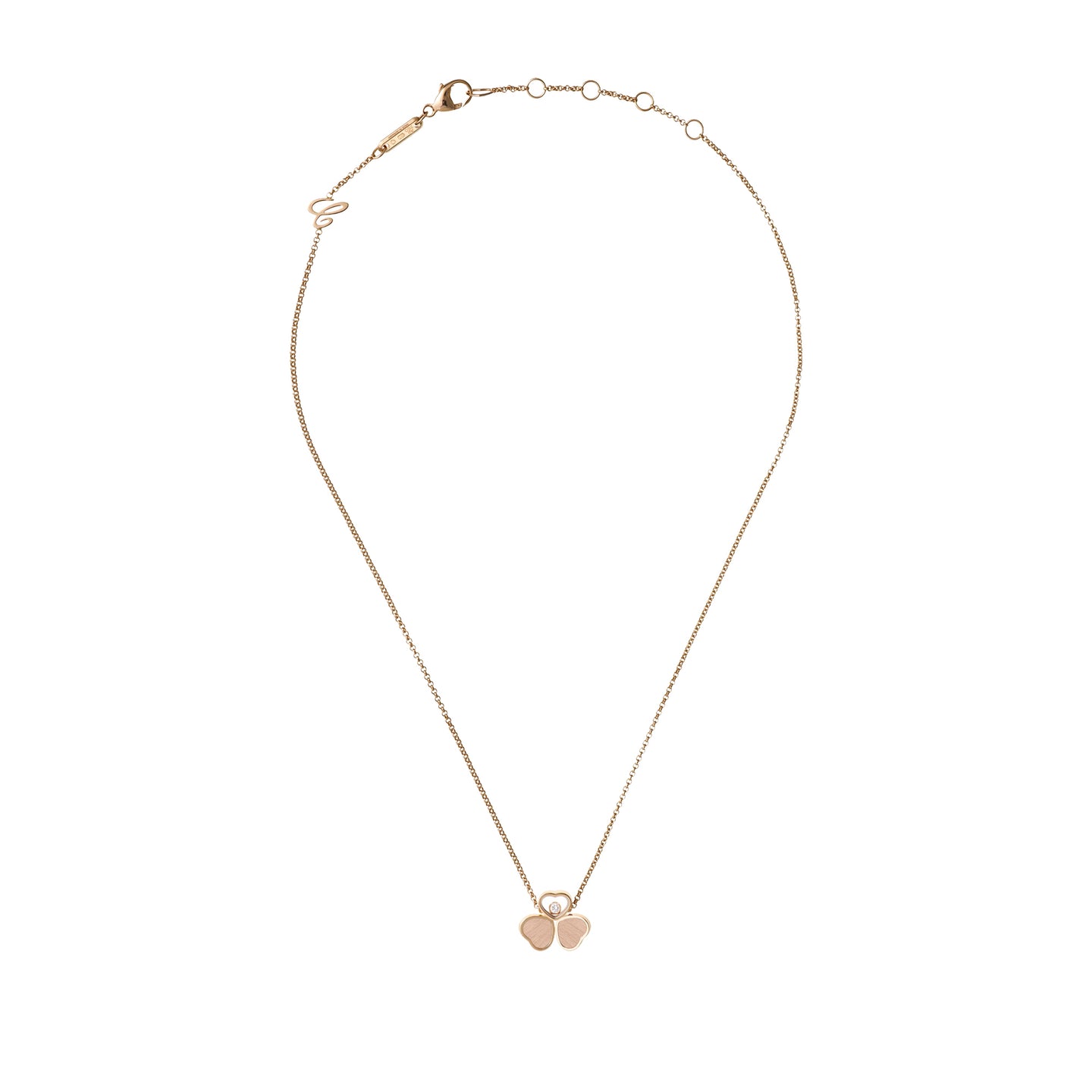 JoJaxs Pink Hearts Stone Frame Rose Gold Necklace