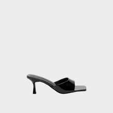 JoJaxs Black Square Patent Leather Healed Sandal