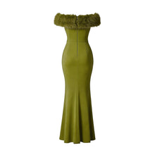 JoJaxs Off-Shoulder Fur Knit Long Dress