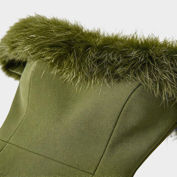 green fur dress JoJaxs Off-Shoulder Fur Knit Long Dress
