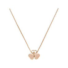 JoJaxs Pink Hearts Stone Frame Rose Gold Necklace