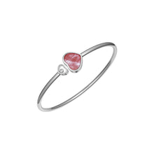 JoJaxs Pink Heart Stone Frame Silver Bangle