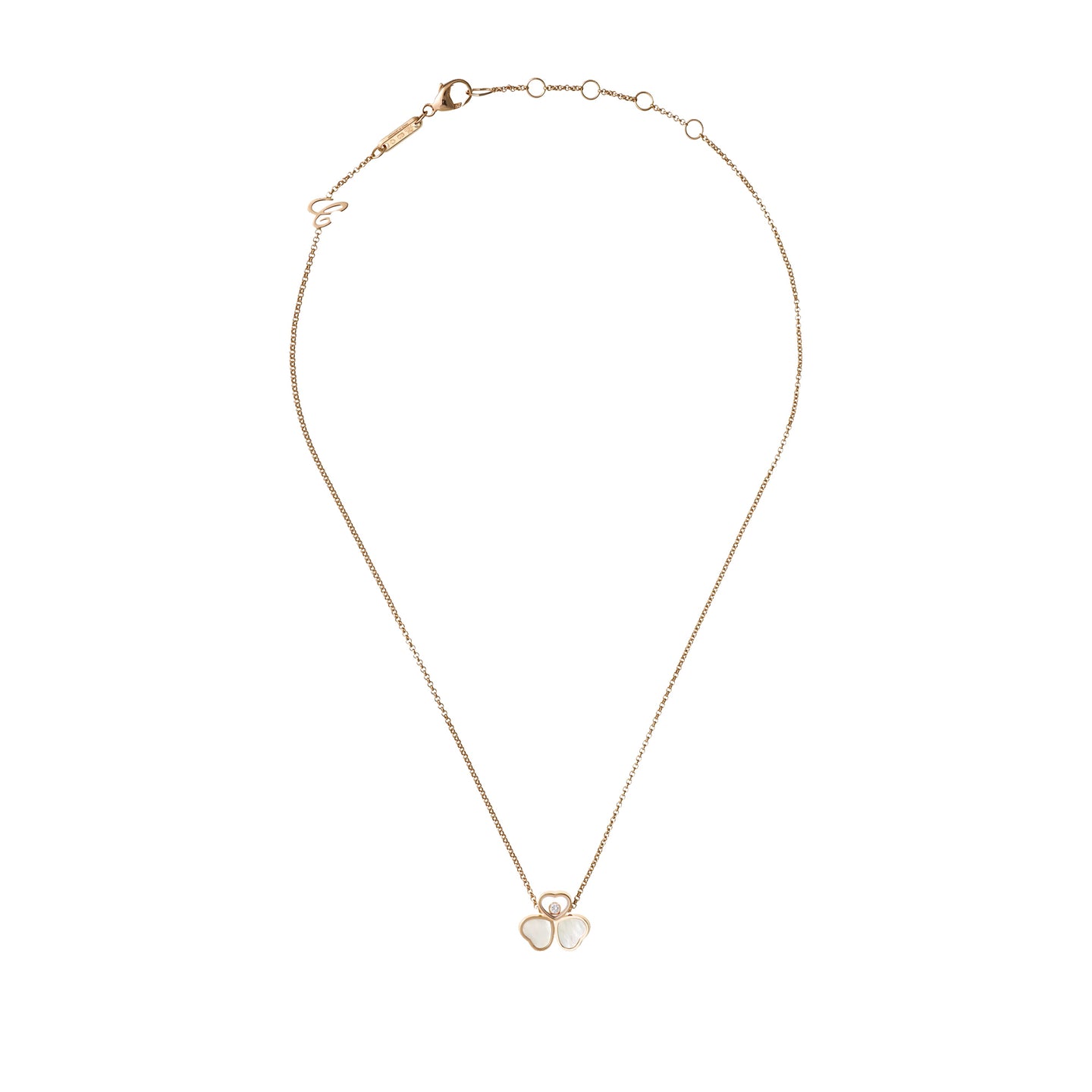 JoJaxs White Hearts Stone Frame Yellow Gold Necklace