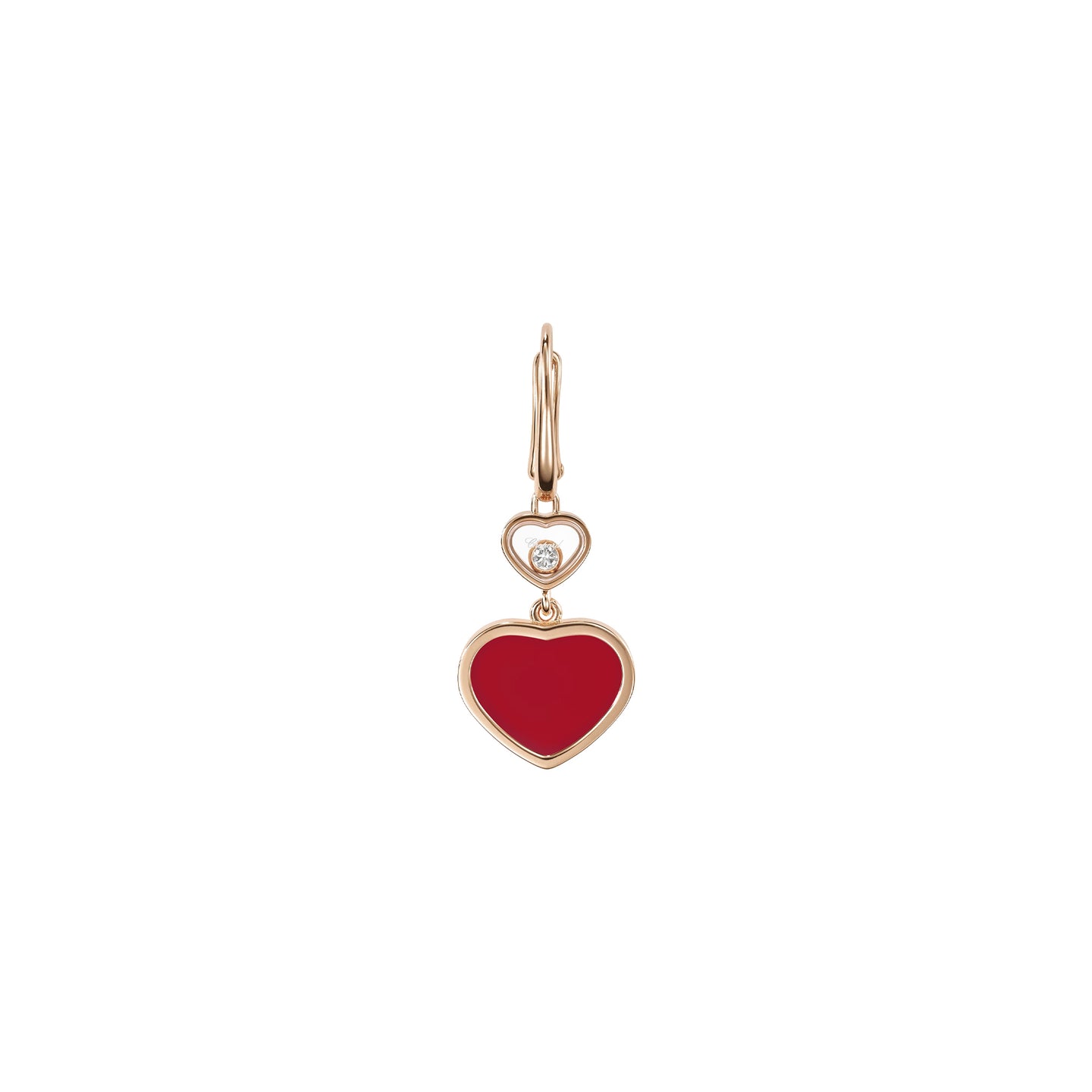 JoJaxs Red Heart Stone Frame Rose Gold Earrings