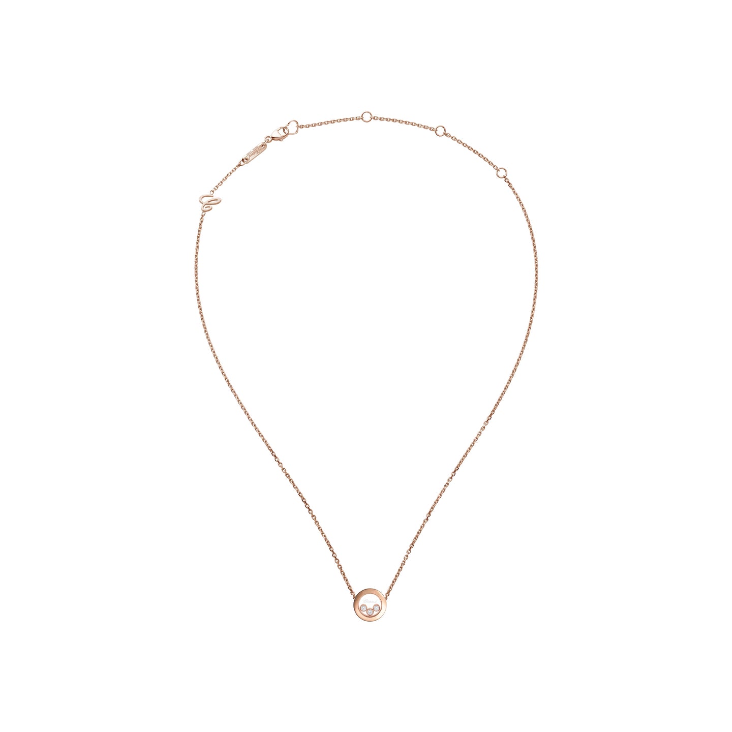 JoJaxs Round Stones Frame Rose Gold Necklace