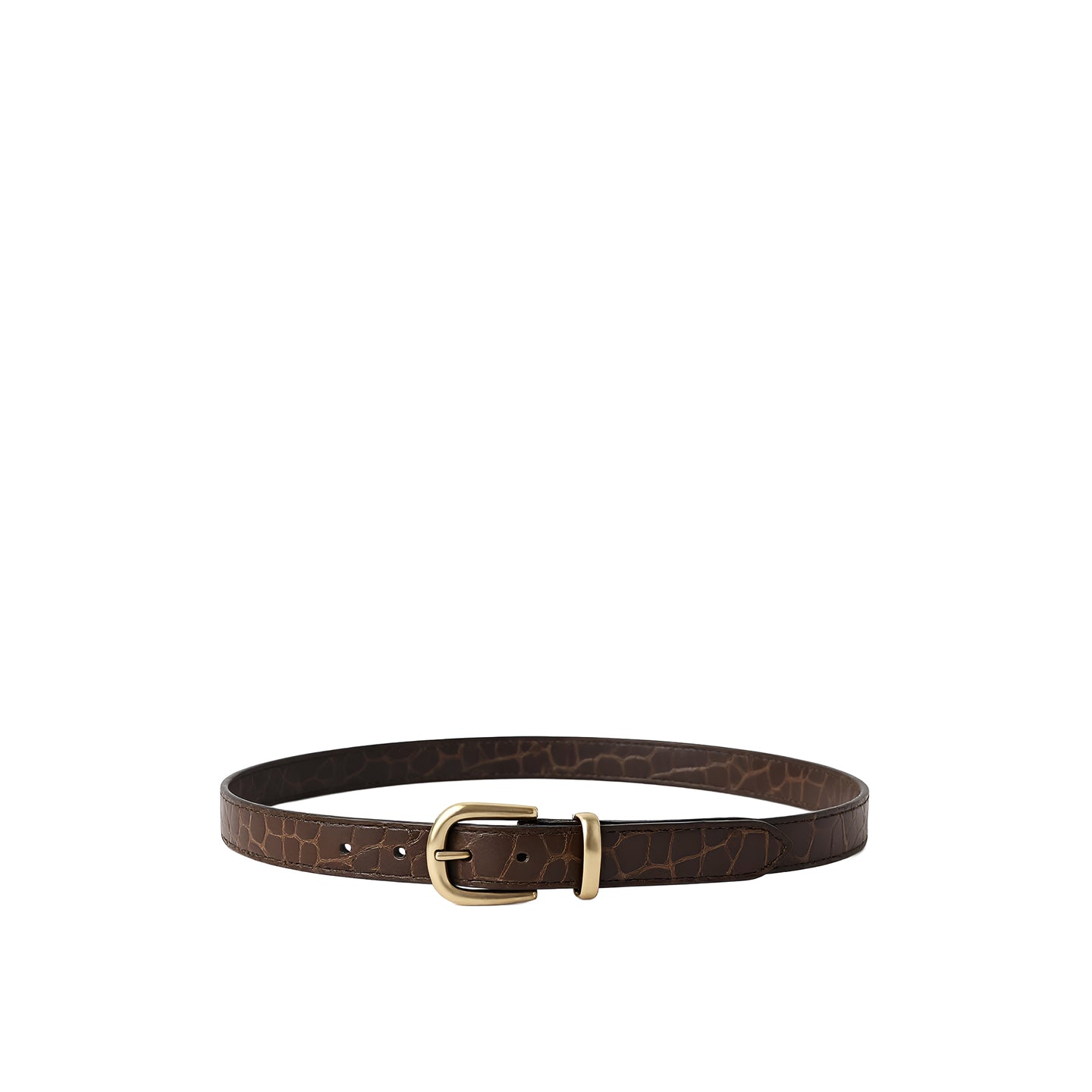 JoJaxs Crescent Crocodile Leather Thin Belt