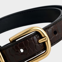 JoJaxs Crescent Crocodile Leather Thin Belt