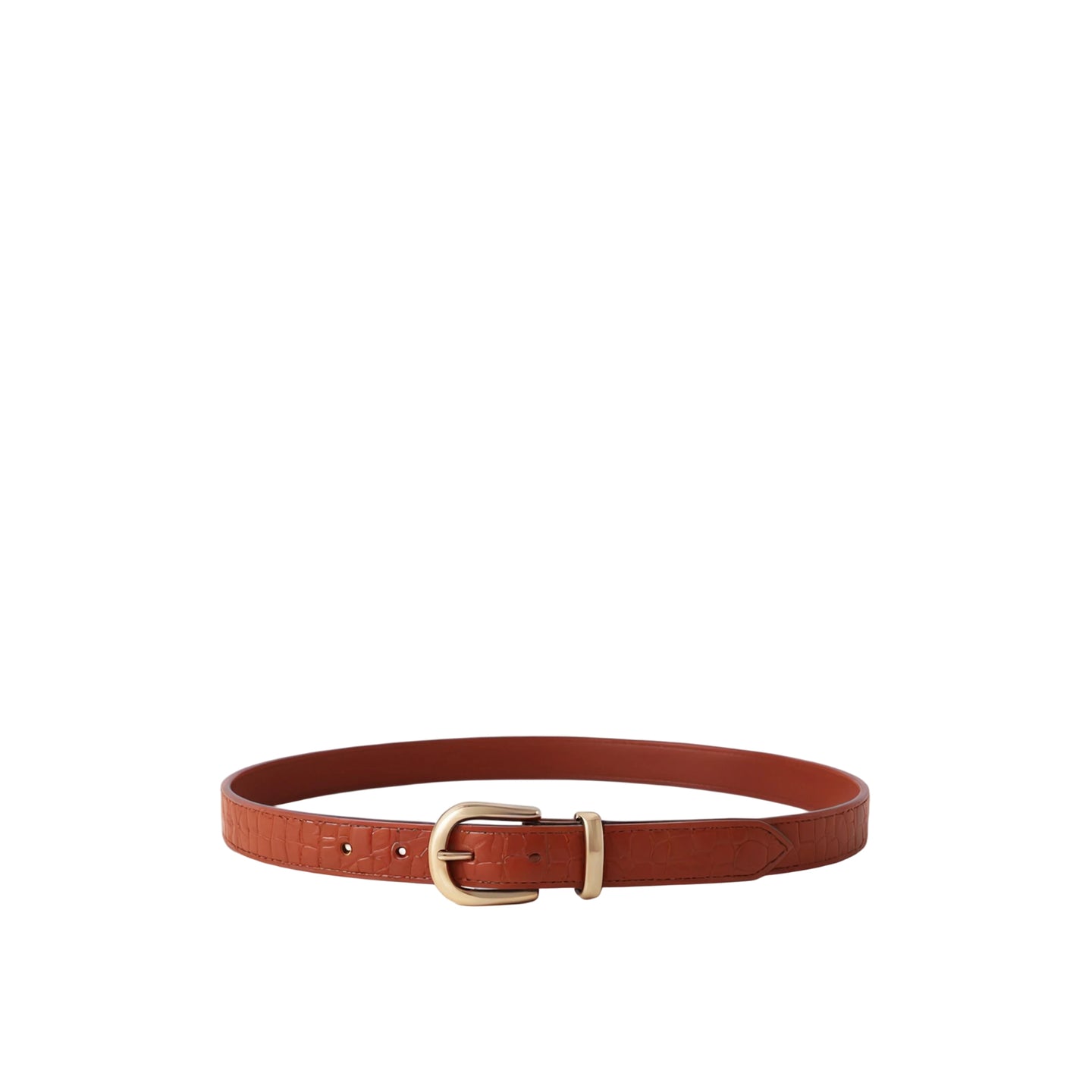 JoJaxs Crescent Crocodile Leather Thin Belt