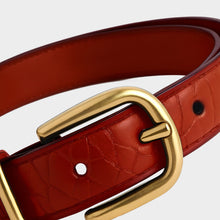 JoJaxs Crescent Crocodile Leather Thin Belt